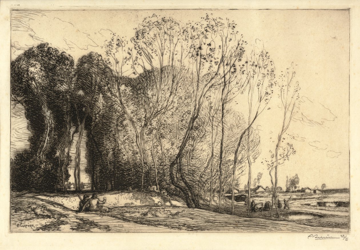 Landskab med to figurer (ætsning) af Auguste Lepere
