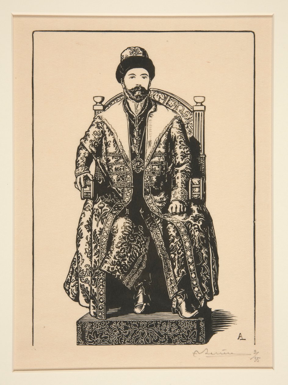 Le Csar en costume de sacre (Czaren i kroningstøj), fra La Guerre de 1914, første serie, nr. 3 af Auguste Lepere