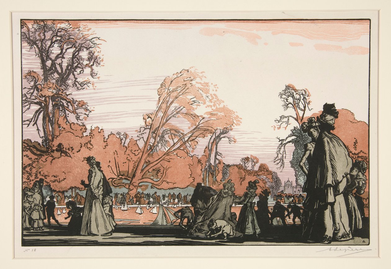 Le bassin des Tuileries (Dammen i Tuilerierne) af Auguste Lepere