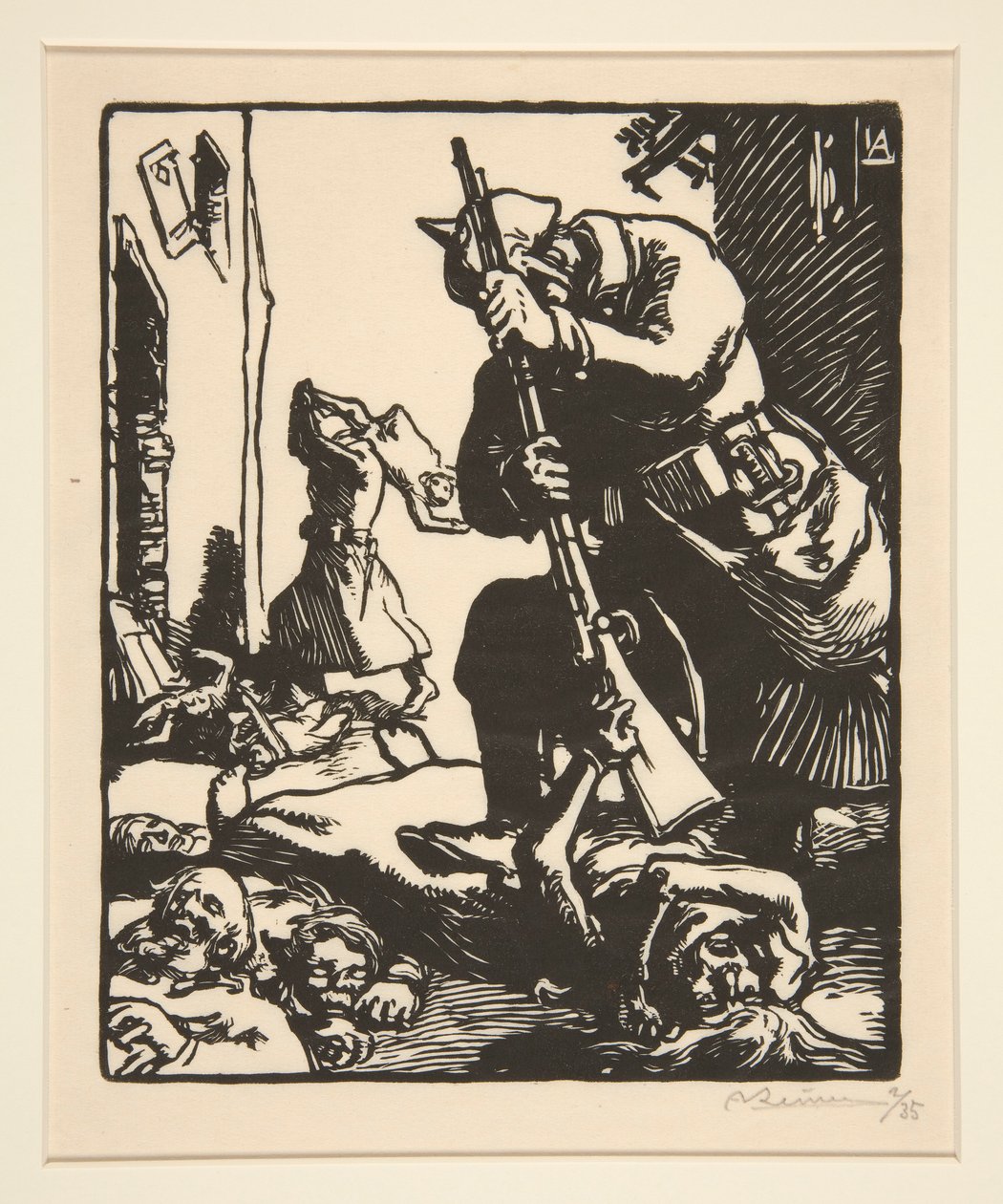 Les prussiens massacreurs (De preussiske slagtere), fra La Guerre de 1914, første serie, nr.13 af Auguste Lepere