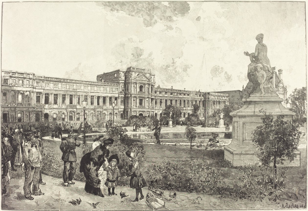 Ruinerne af Tuileries Palace før deres nedrivning af Auguste Lepere