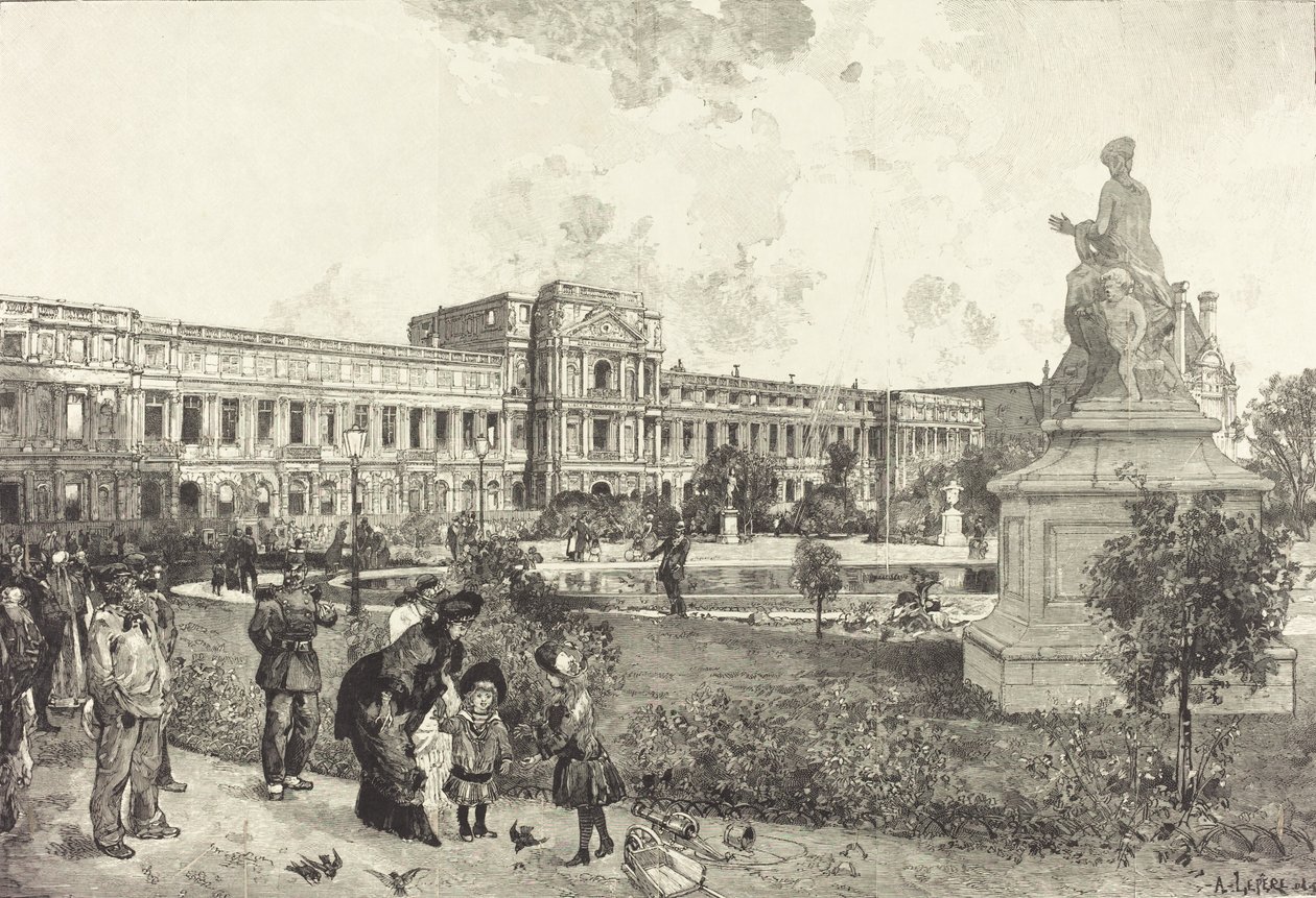 Ruinerne af Tuileries-paladset før deres nedrivning, 1883. af Auguste Lepere