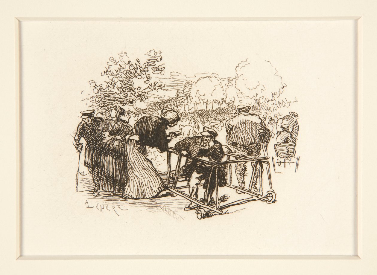 Mand i Walker, med andre figurer i en park af Auguste Lepere