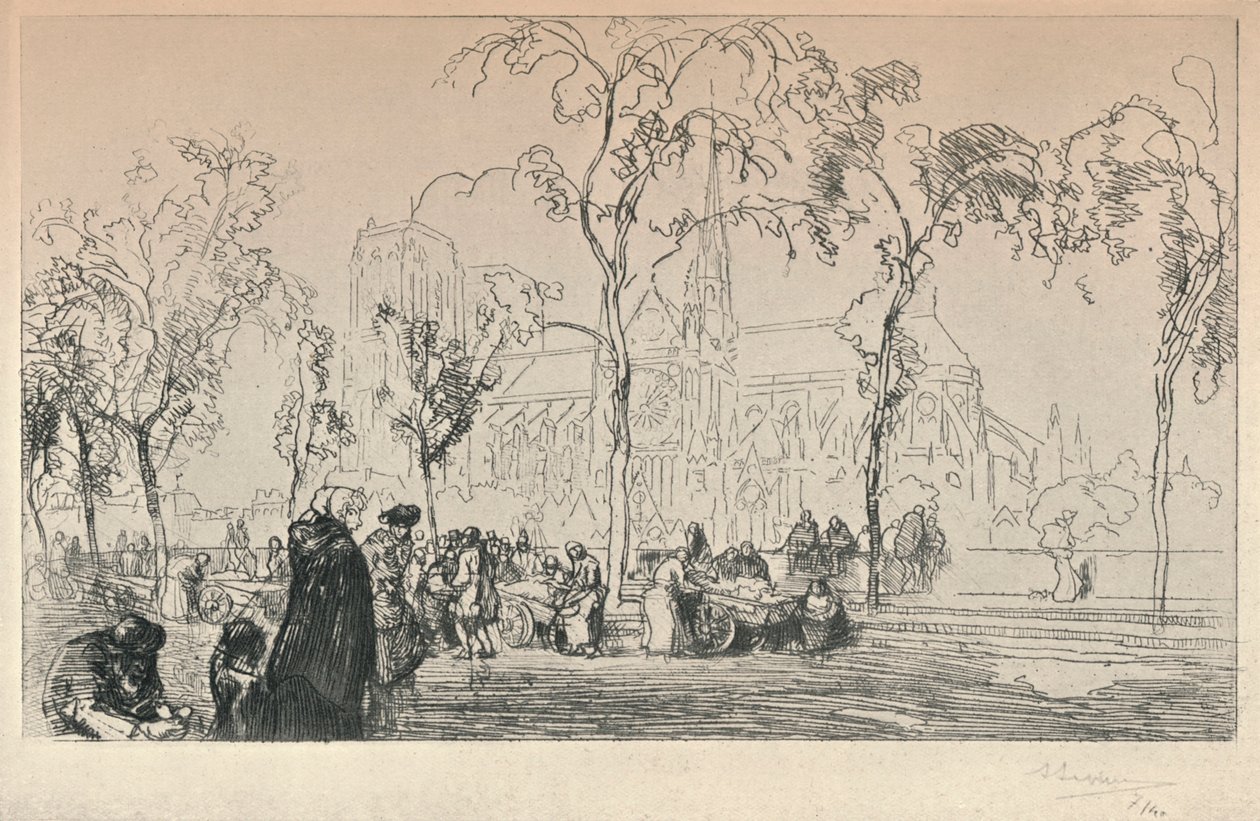 Notre Dame set fra Quai Montebello, 1915 af Auguste Louis Lepère