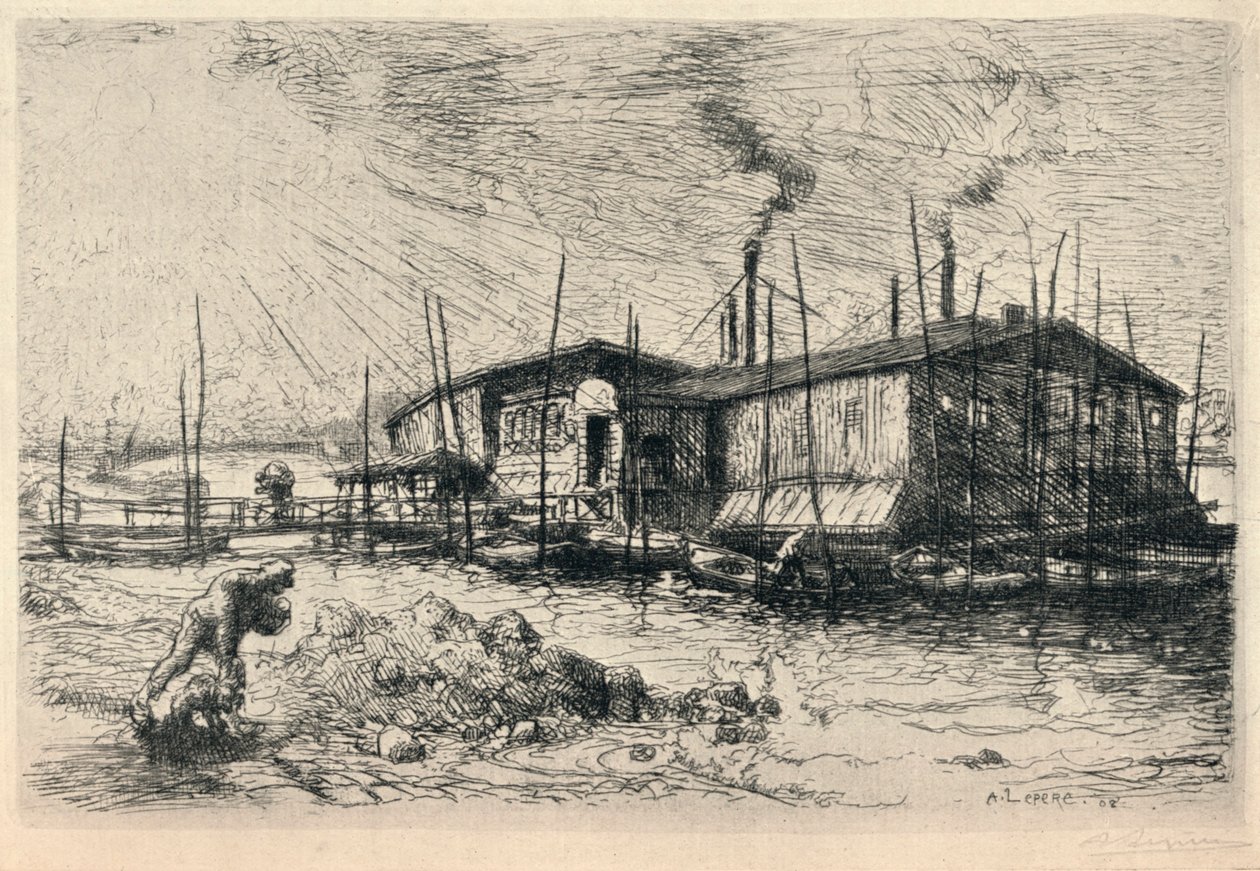 Gamle vaskebåde ved Grenelle, 1915 af Auguste Louis Lepère