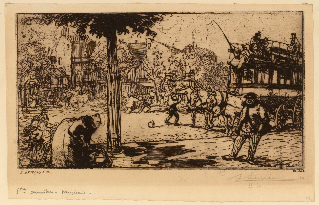Omnibus Station i Vaugirard af Auguste Lepere