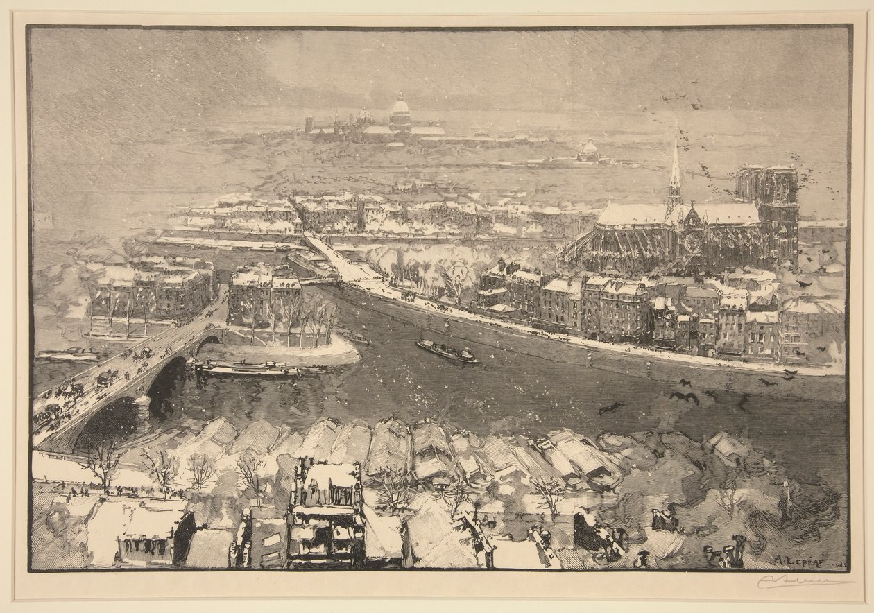Paris under sneen, fra i dag er St. Gervais (Paris under sne, set fra toppen af ​​St. Gervais) af Auguste Lepere