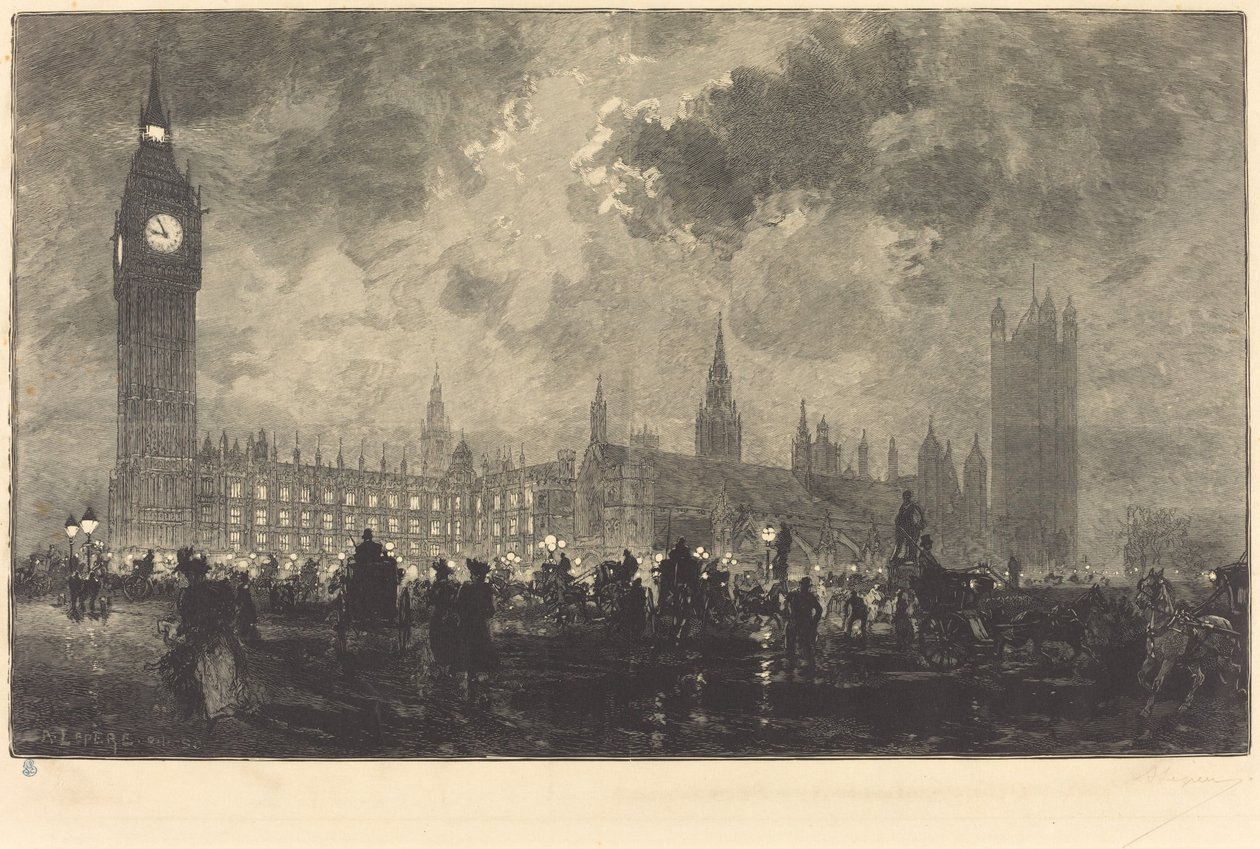 Parlamentet kl. 9 om aftenen - London af Auguste Lepere
