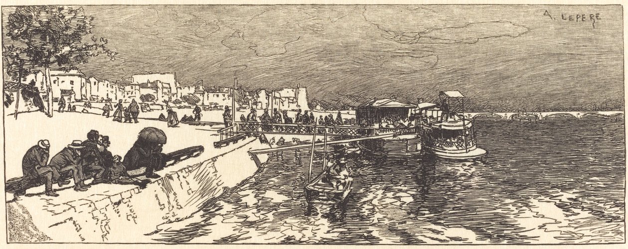 Pier at Bercy (Embarcadere a Bercy) af Auguste Lepere