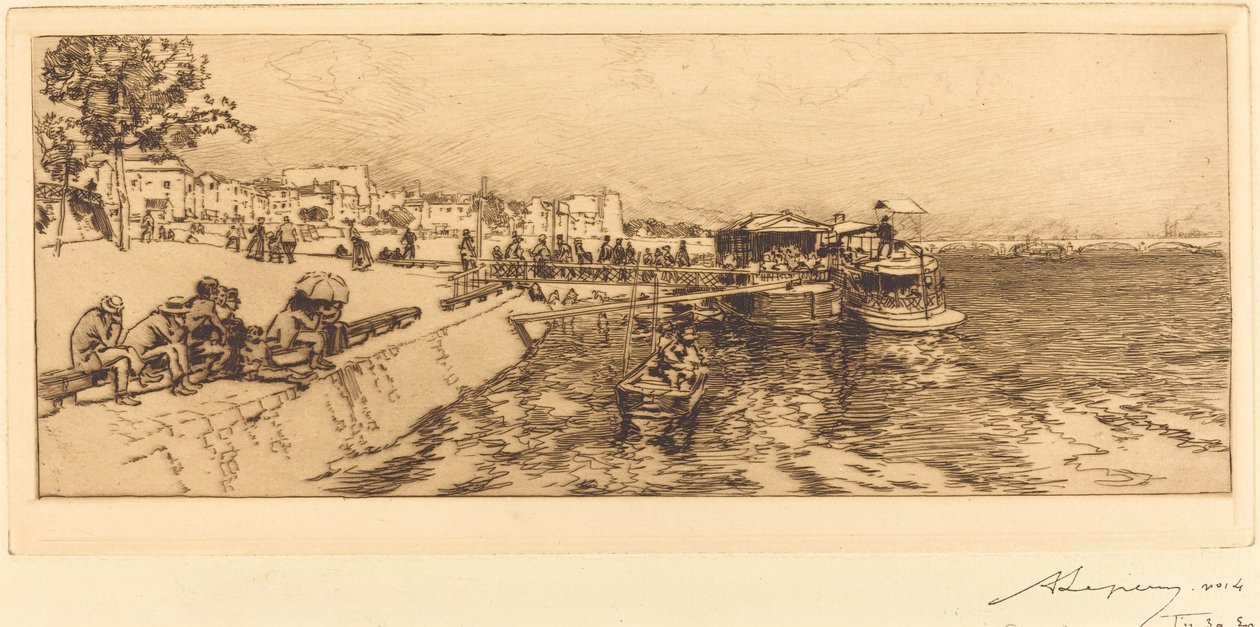 Pier of Bercy (Embarcadere, Quai de Bercy) af Auguste Lepere