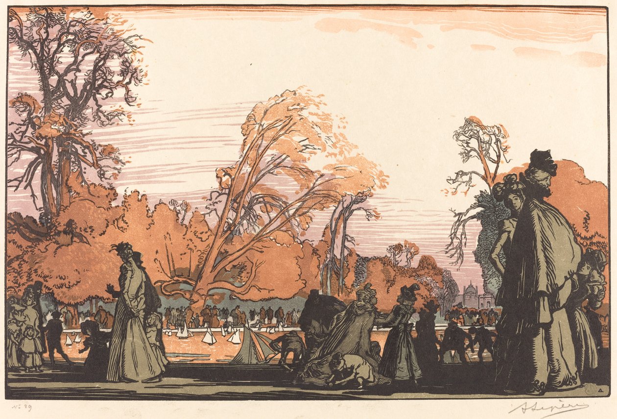 Dam i Tuilerierne (Le bassin des Tuileries) af Auguste Lepere