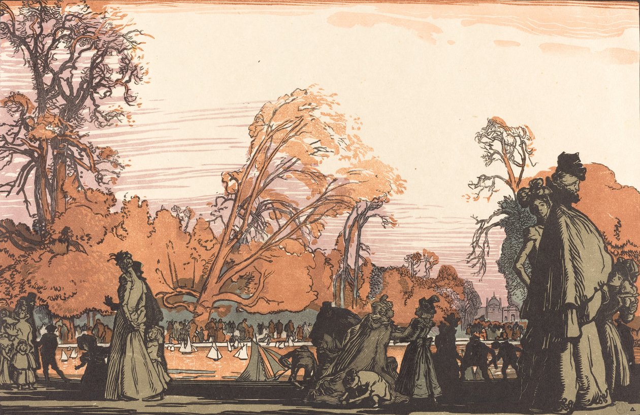 Dam i Tuilerierne Le bassin des Tuileries, 1898. af Auguste Lepere