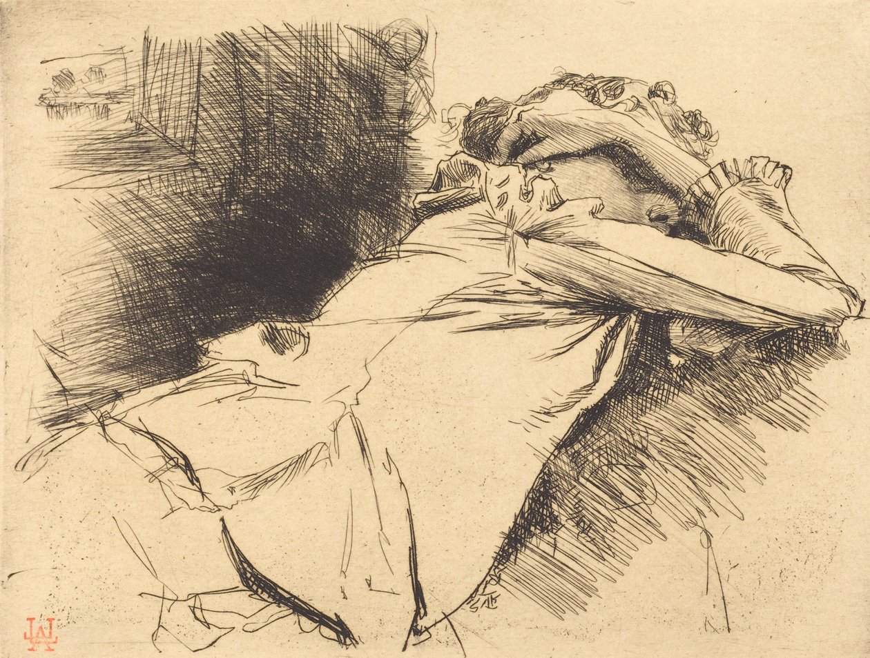 Tilbagelænet kvinde Sovende Femme sofa sommeillant, 1892. af Auguste Lepere
