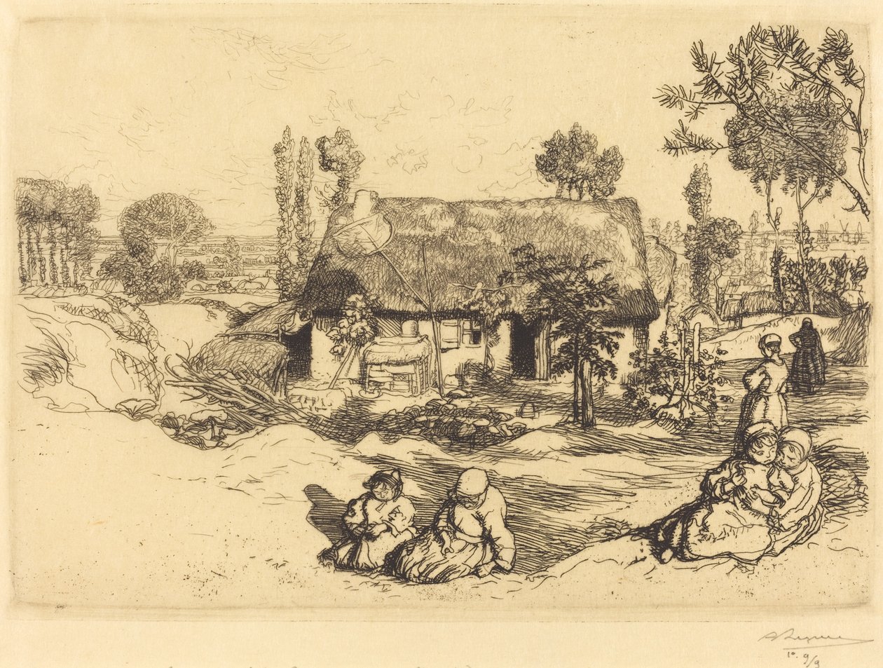 Husly for de fattige, Vendee (Le nid de pauvres, Vendee) af Auguste Lepere