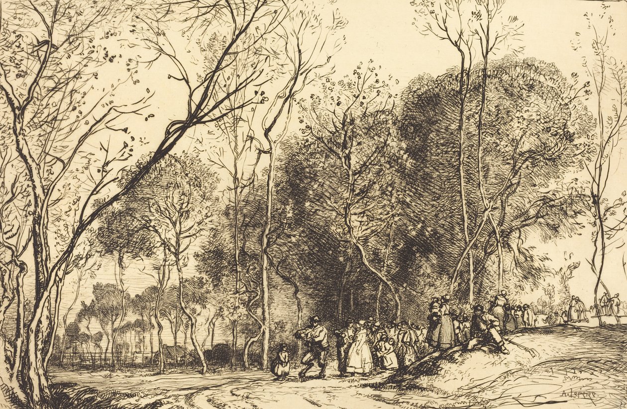 Sommer i Saint-Martin, fortidens bryllup Ete de la Saint-Martin, la noce qui passe, 1908. af Auguste Lepere