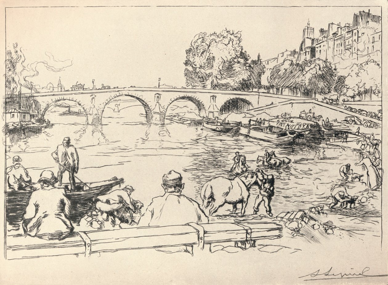 Vandingsstedet ved Pont Marie, 1915 af Auguste Louis Lepère
