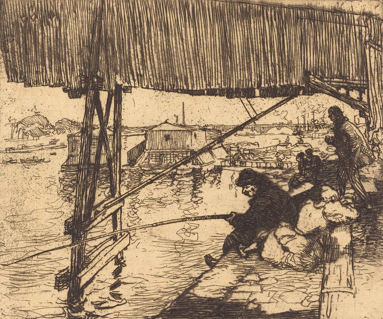 Under Bercy-broen Sous le pont de Bercy, 1894. af Auguste Lepere