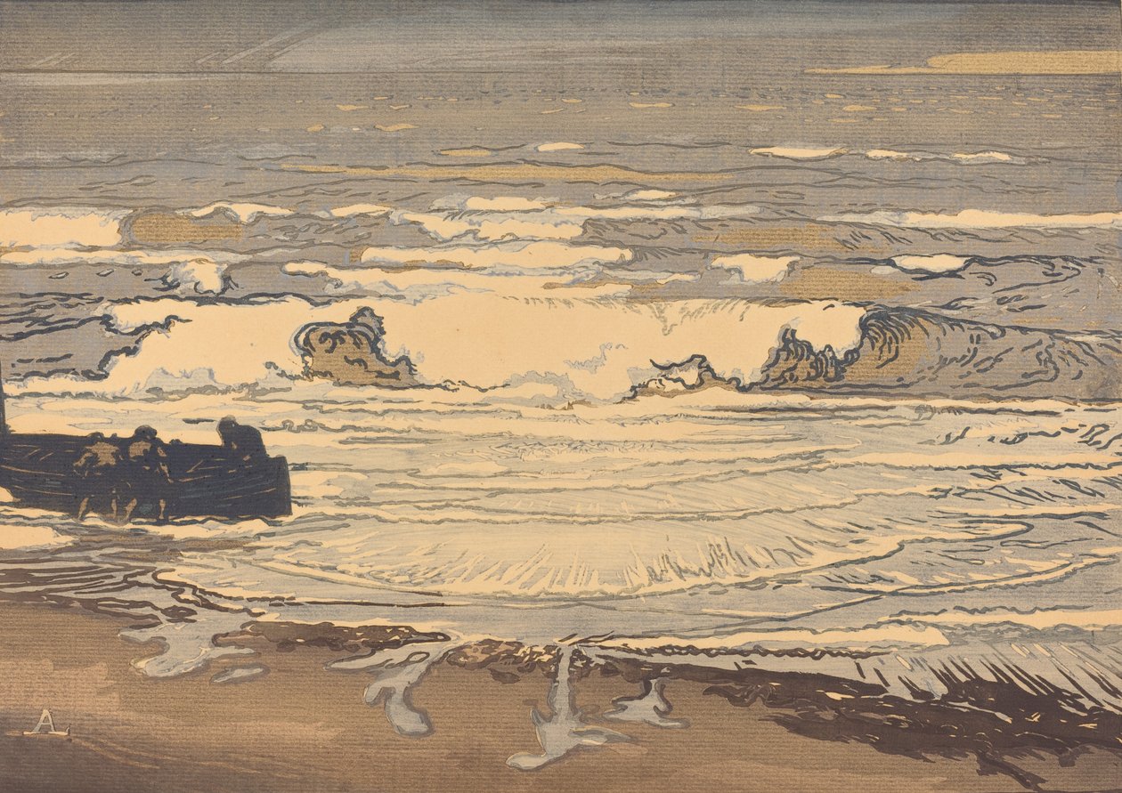 Udfoldede bølger, oversvømmelse i september 1901 Les lames deferlent, maree de Septembre 1901, 1901. af Auguste Lepere