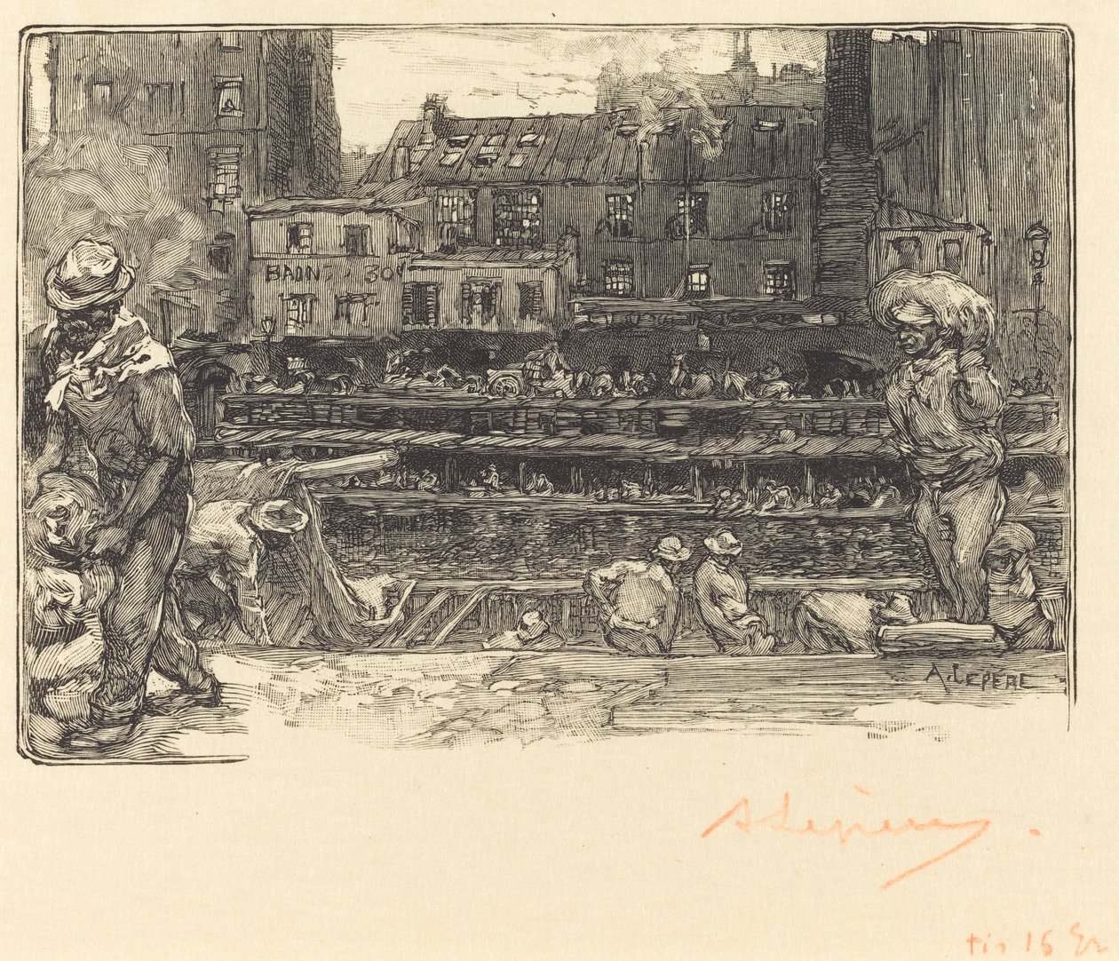 Aflæsning, Canal St. Martin af Auguste Lepere