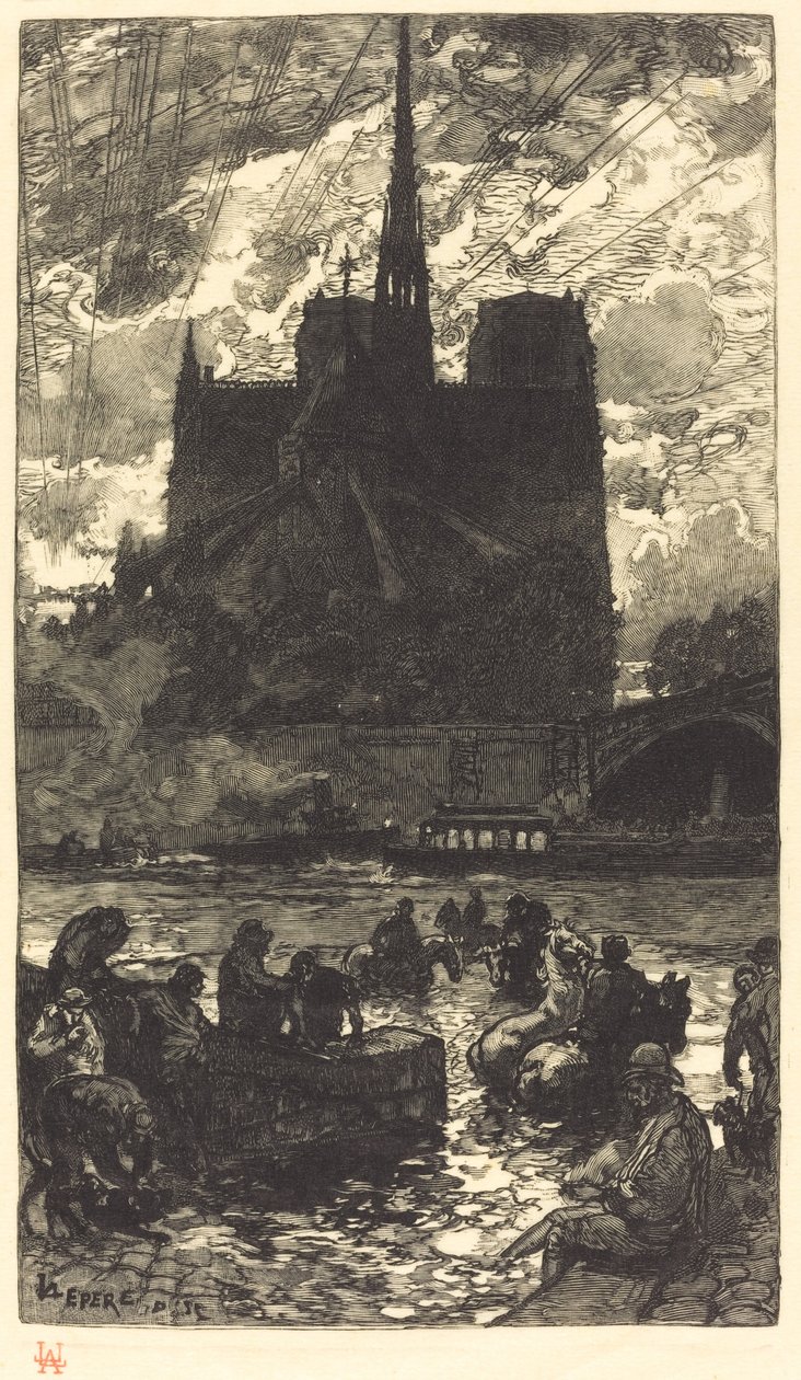 Vandingsplads bag Notre-Dame af Auguste Lepere