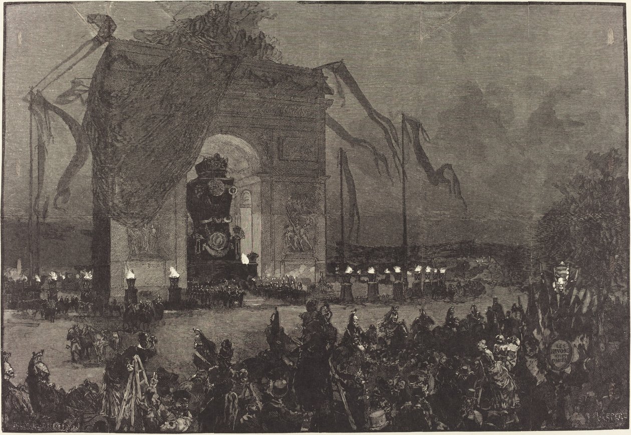 Victor Hugos begravelse. Vågen af Auguste Lepère after Henri Louis Scott