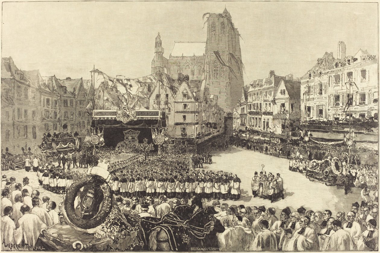 Admiral Courbets begravelse af Auguste Lepère and Louis Tinayre
