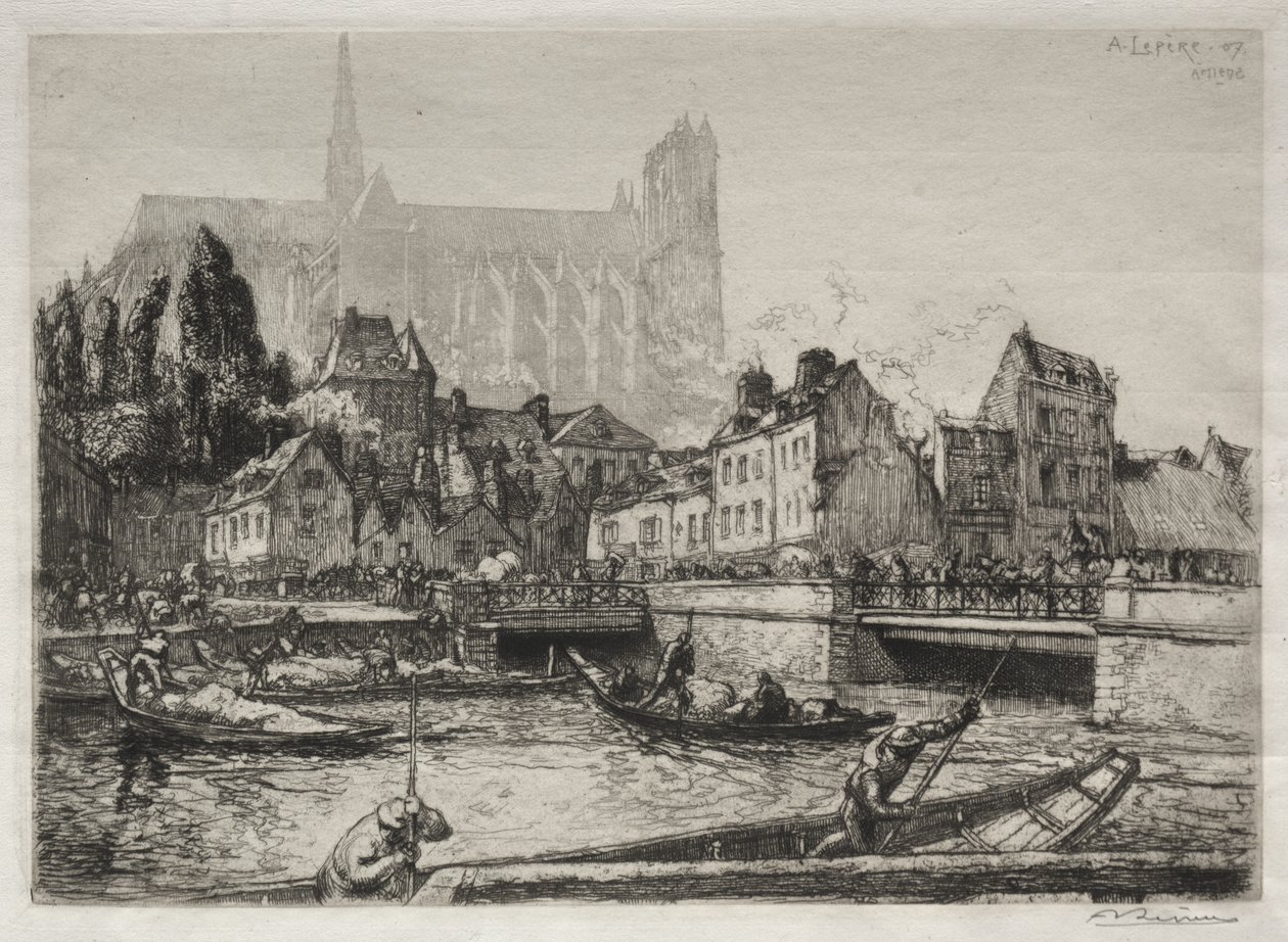 Ankomster af grøntsager-Amiens af Auguste Louis Lepère