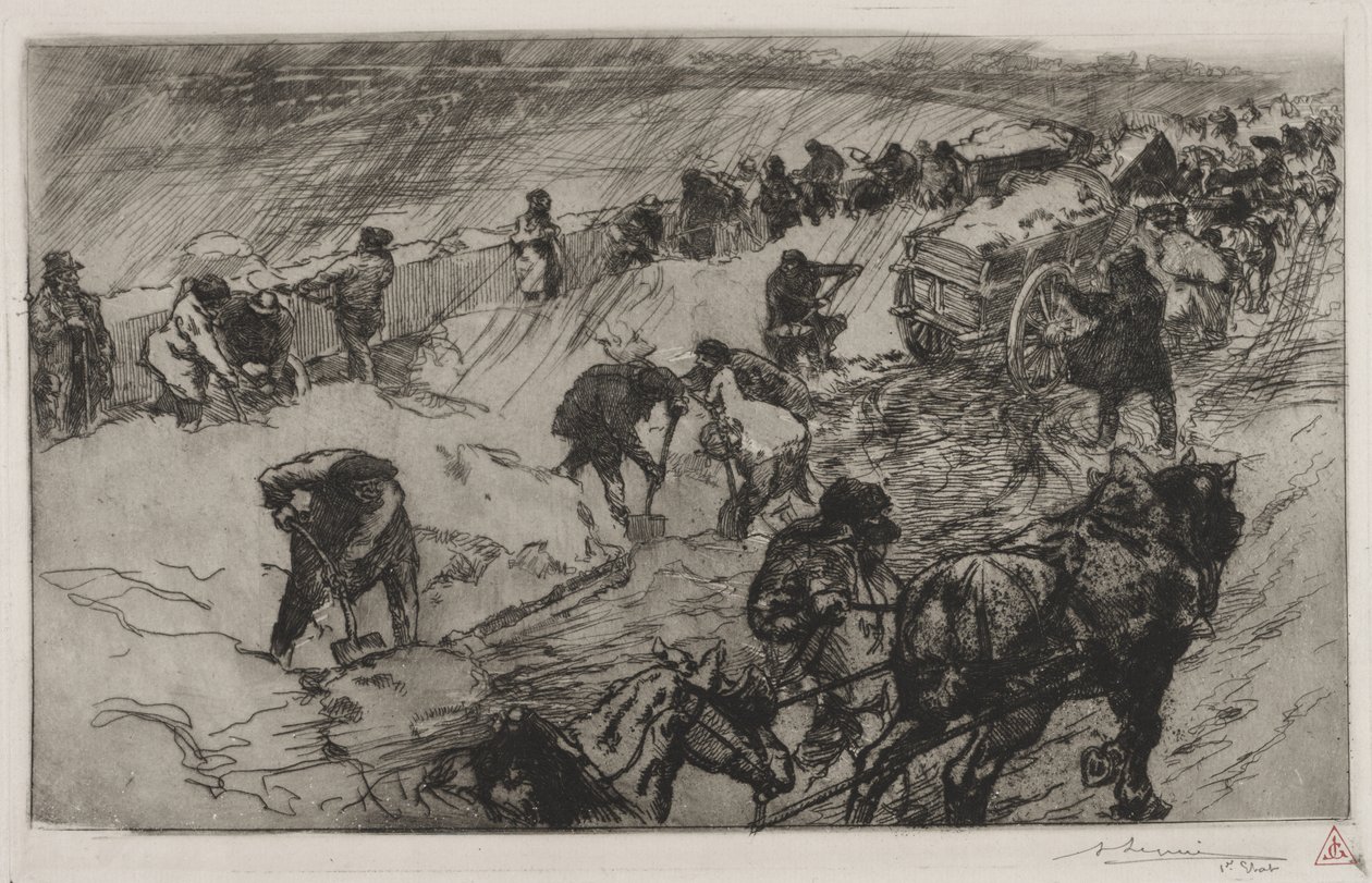 Kæmp mod sneen, Quai aux Fleurs af Auguste Louis Lepère