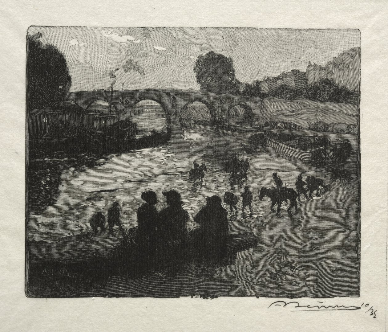 Vandingsstedet i Pont Marie af Auguste Louis Lepère