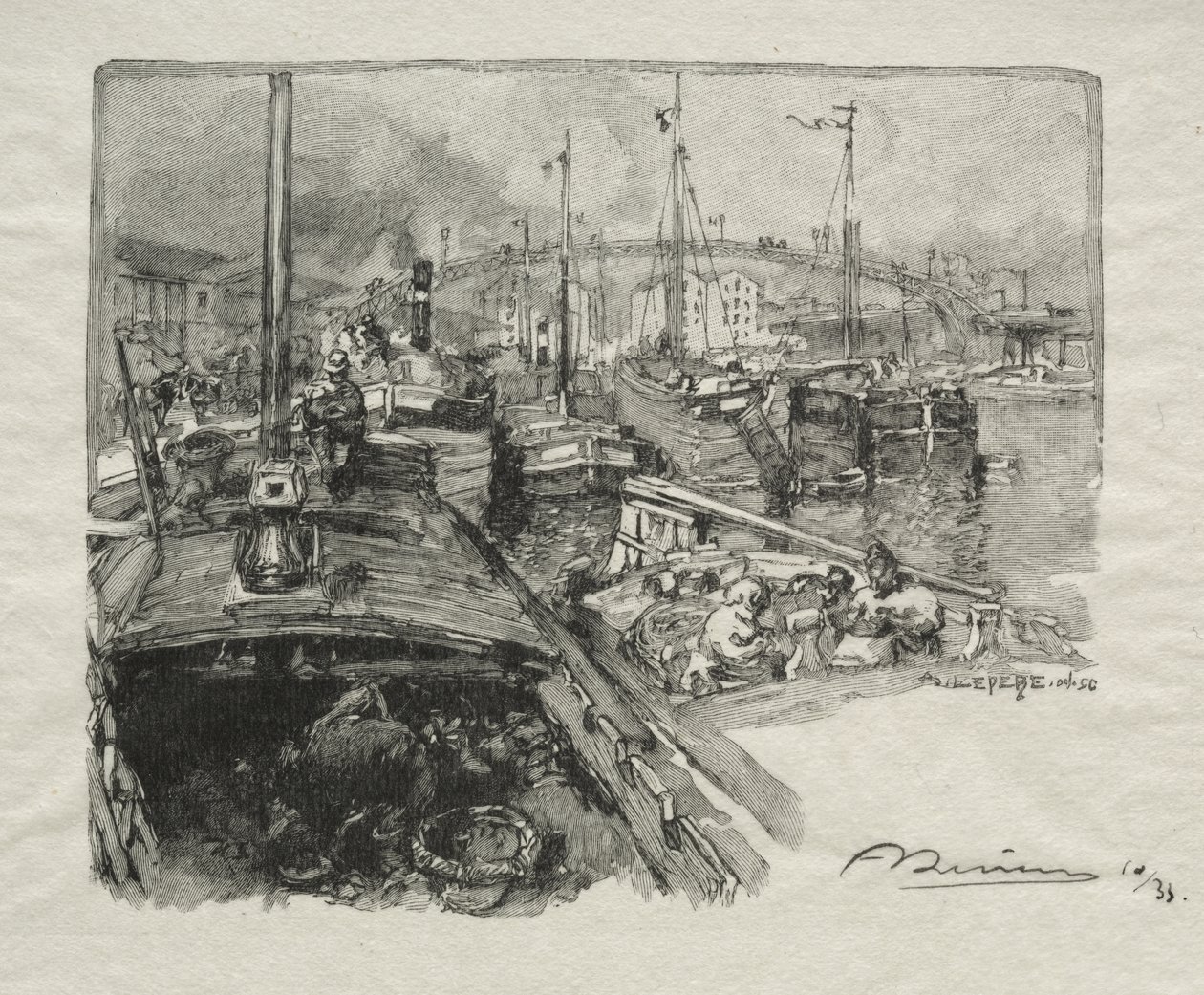 Bassin de la Villette af Auguste Louis Lepère