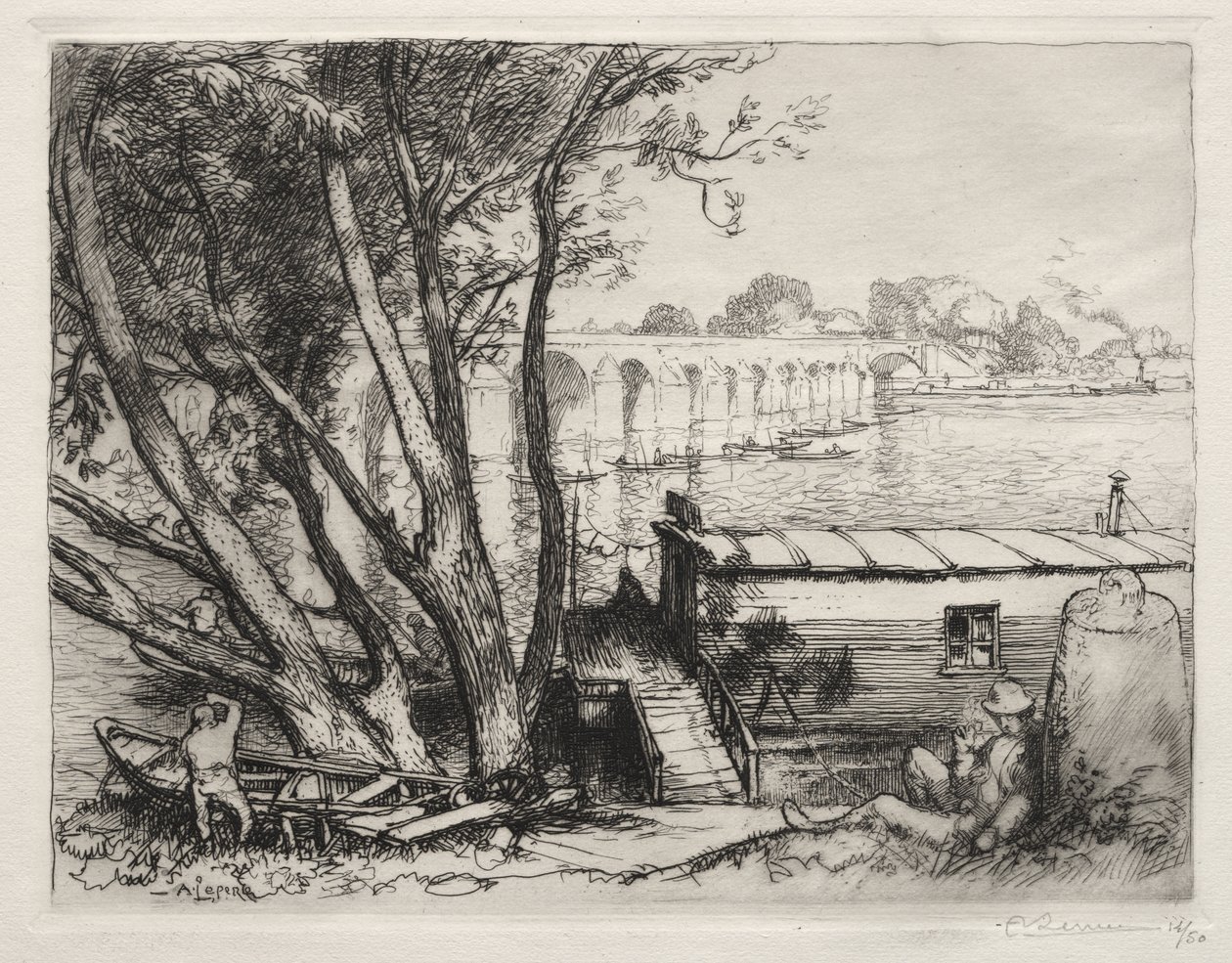 Poissy-broen af Auguste Louis Lepère