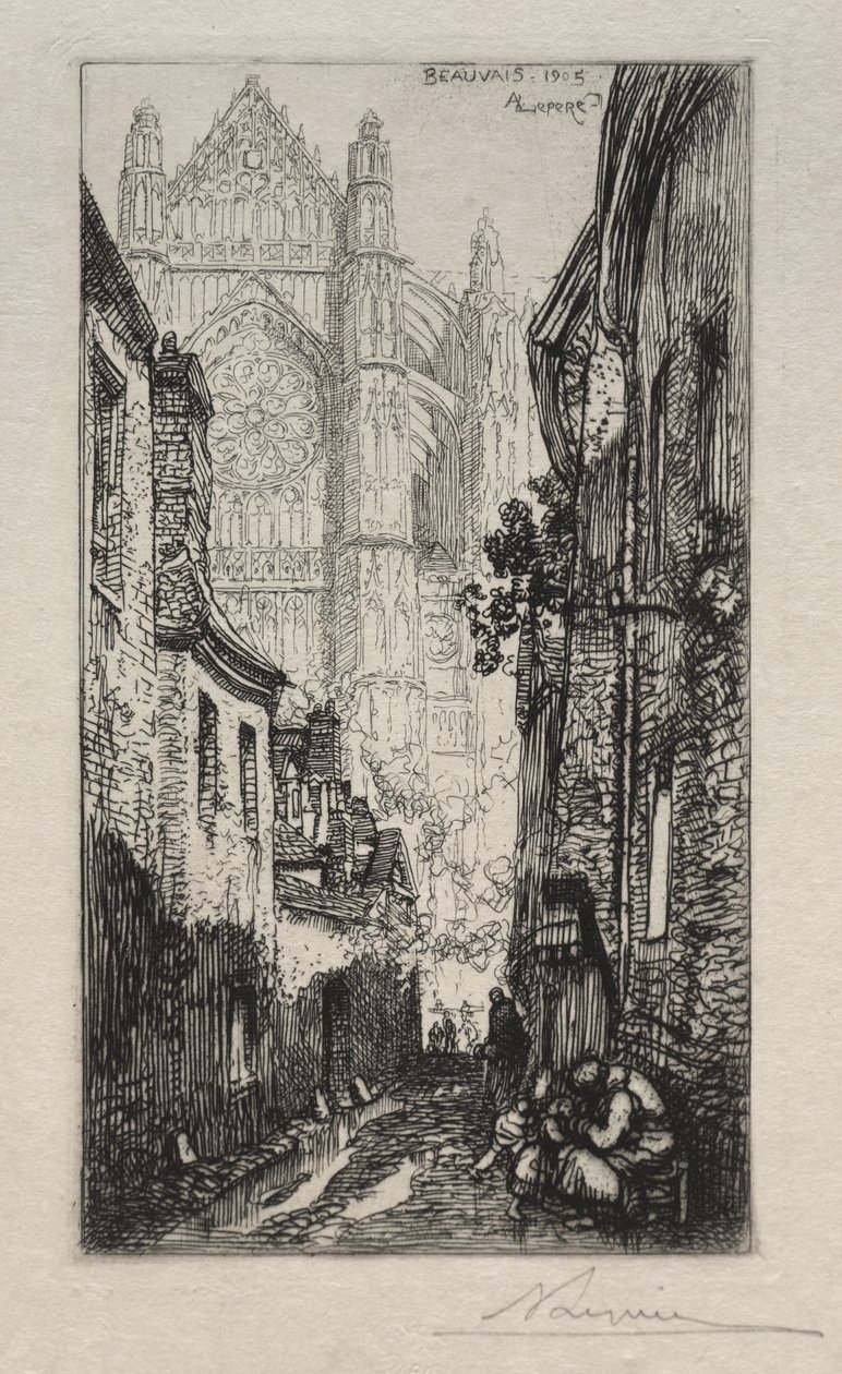 Narrow Street, Beauvais (An Alley, Beauvais) af Auguste Louis Lepère