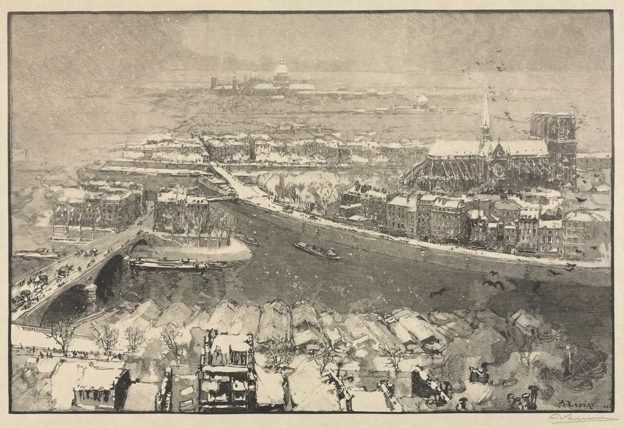Paris under sne af Auguste Louis Lepère