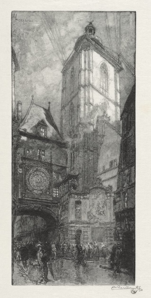 Illustreret Rouen: Det store ur af Auguste Louis Lepère