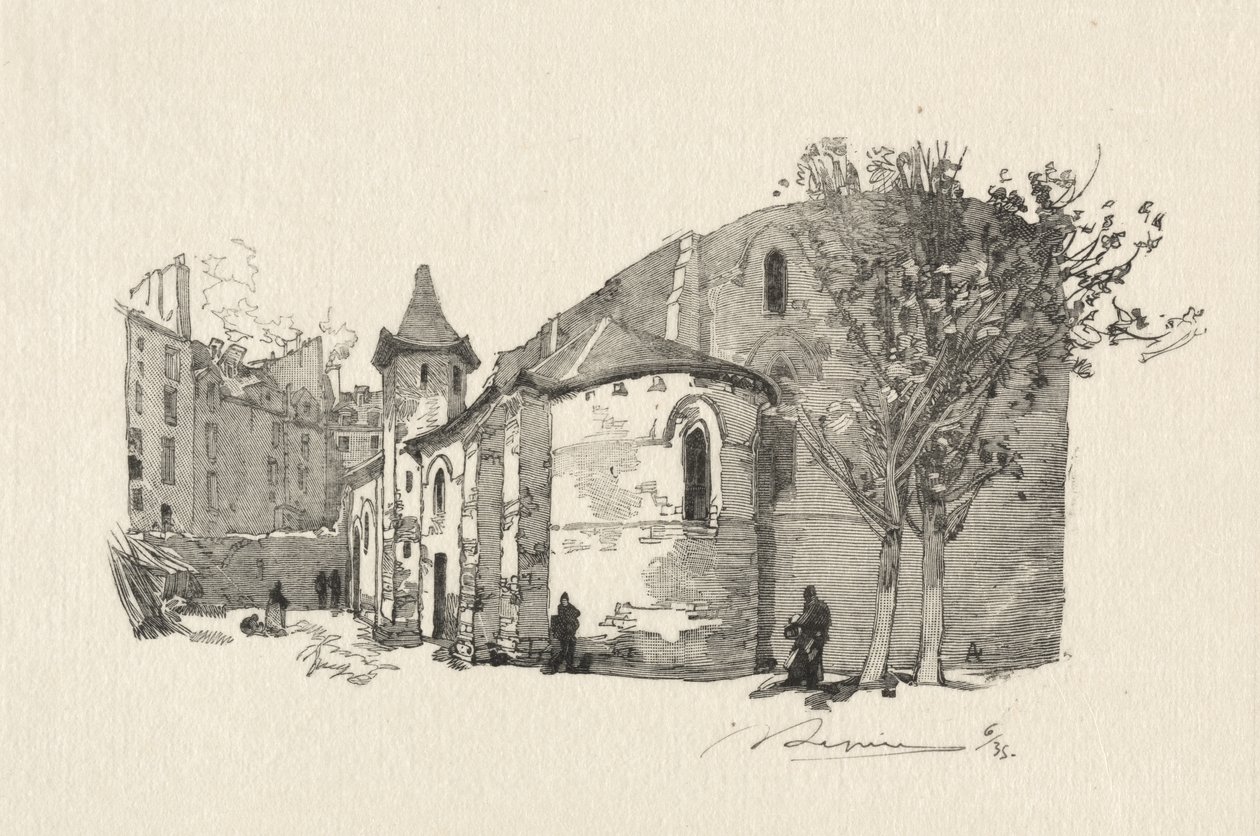 St. Julien le Vauvre, udvendig udsigt af Auguste Louis Lepère