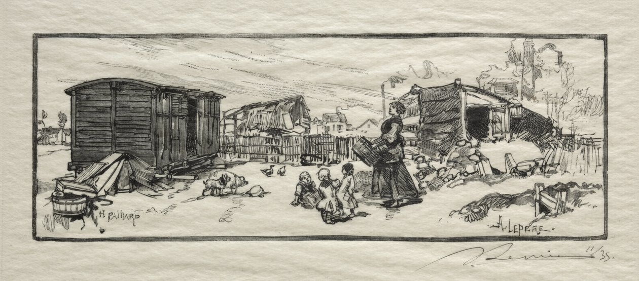 Vognhuset (Le wagon-logement) af Auguste Louis Lepère
