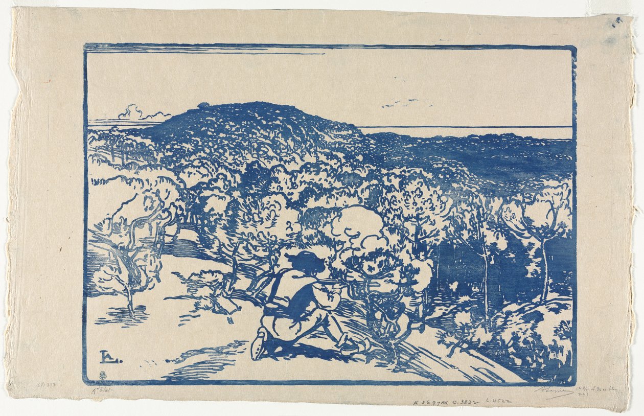 Krybskytten, klitterne i Saint Jean de Mont af Auguste Louis Lepère