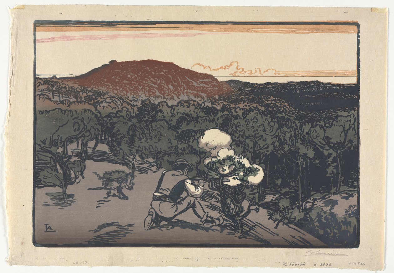 Krybskytten, klitterne i Saint Jean de Mont af Auguste Louis Lepère