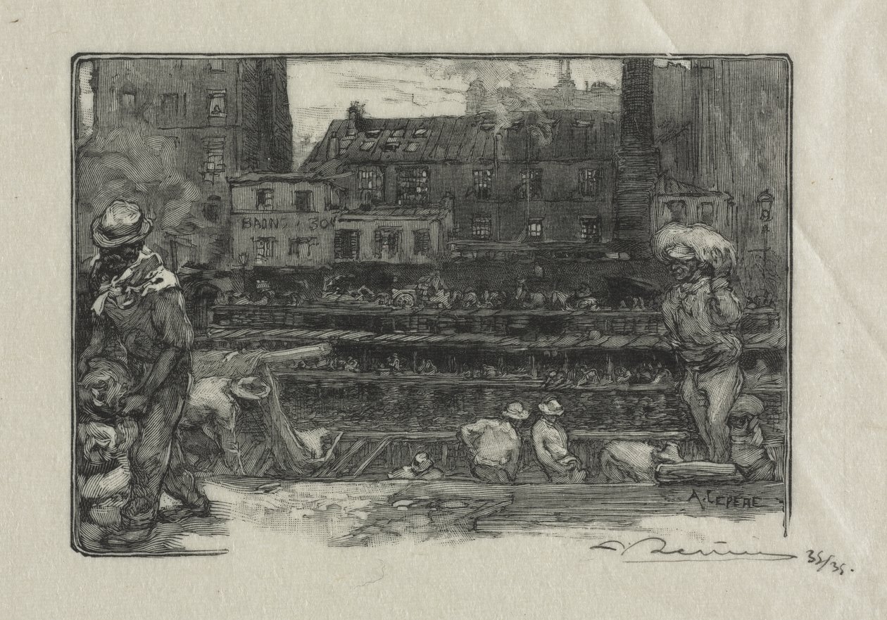 Aflæssere af gips (Canal St. Martin) af Auguste Louis Lepère