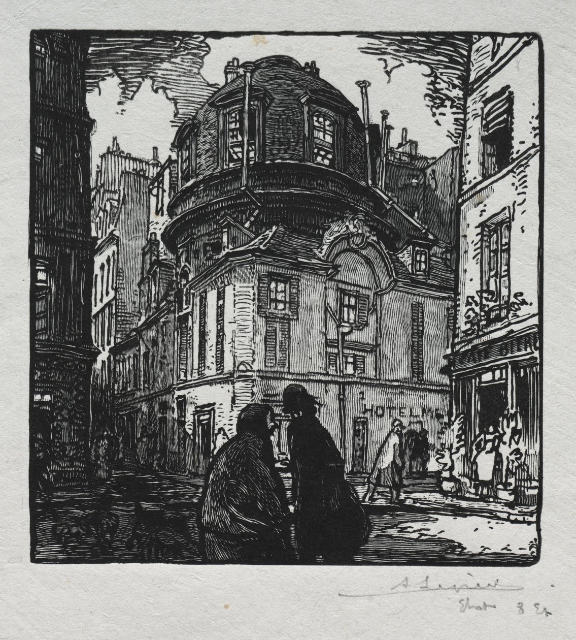 Udsigt over Hotel Colbert af Auguste Louis Lepère