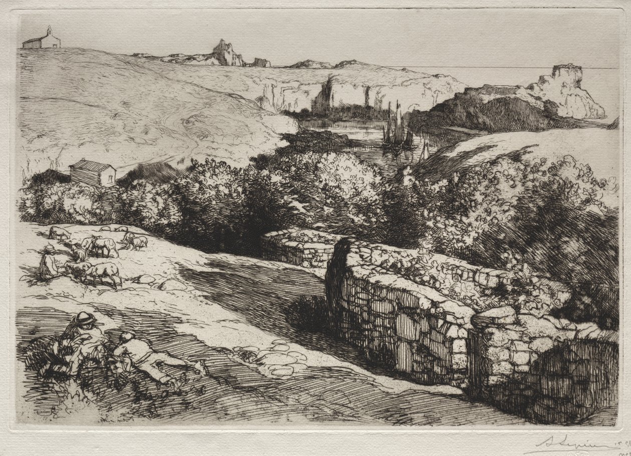 Udsigt over havnen i La Meule af Auguste Louis Lepère