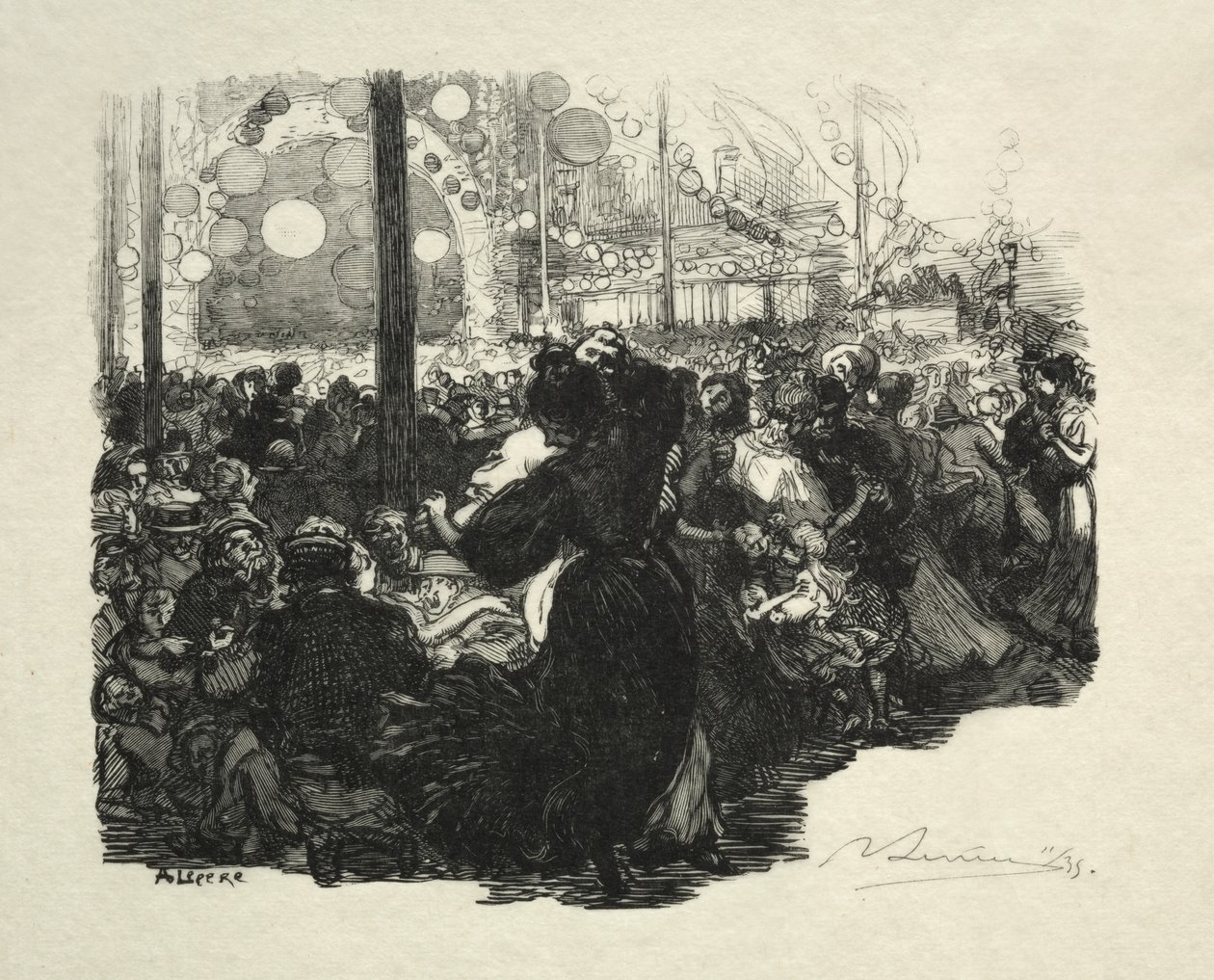 14. juli, Rue de Belleville, kl. af Auguste Louis Lepère