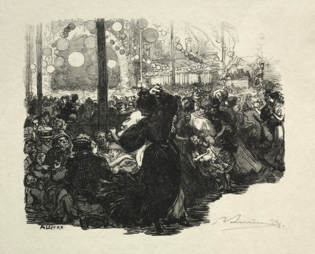 14. juli, Rue de Belleville, kl. af Auguste Louis Lepère