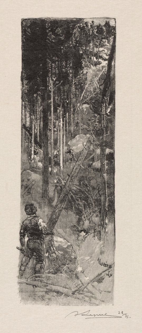 Fældning af fyrretræer, 1887. af Auguste Louis Lepère