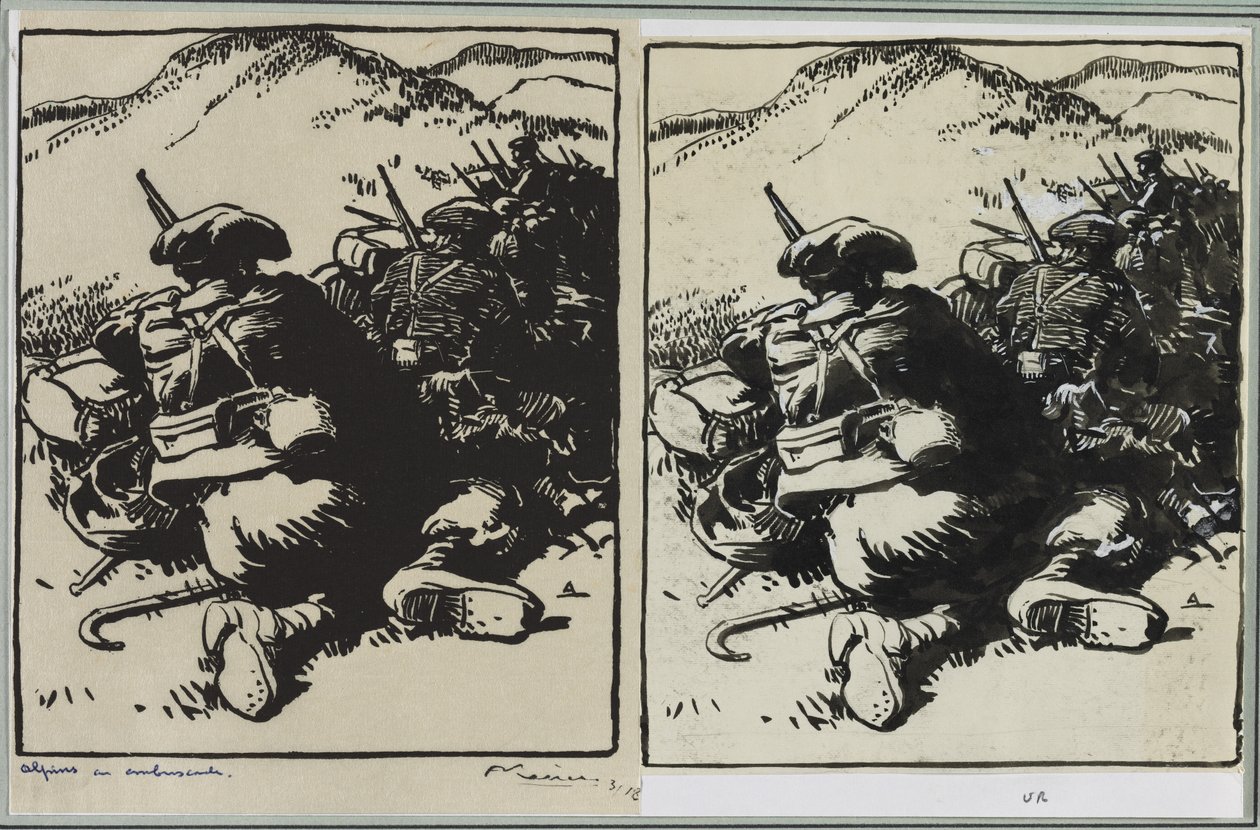 Alperne i baghold, 1914. af Auguste Louis Lepère