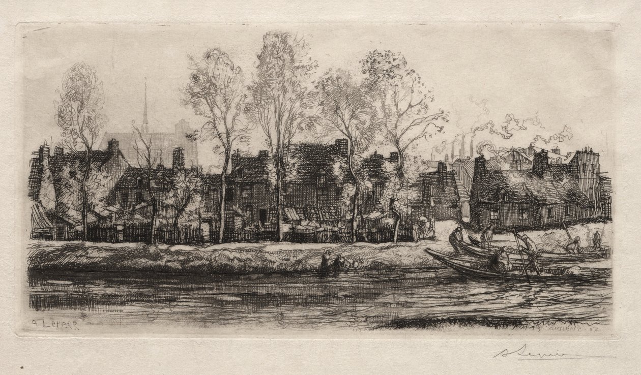Amiens, Sommes bredder, 1907. af Auguste Louis Lepère