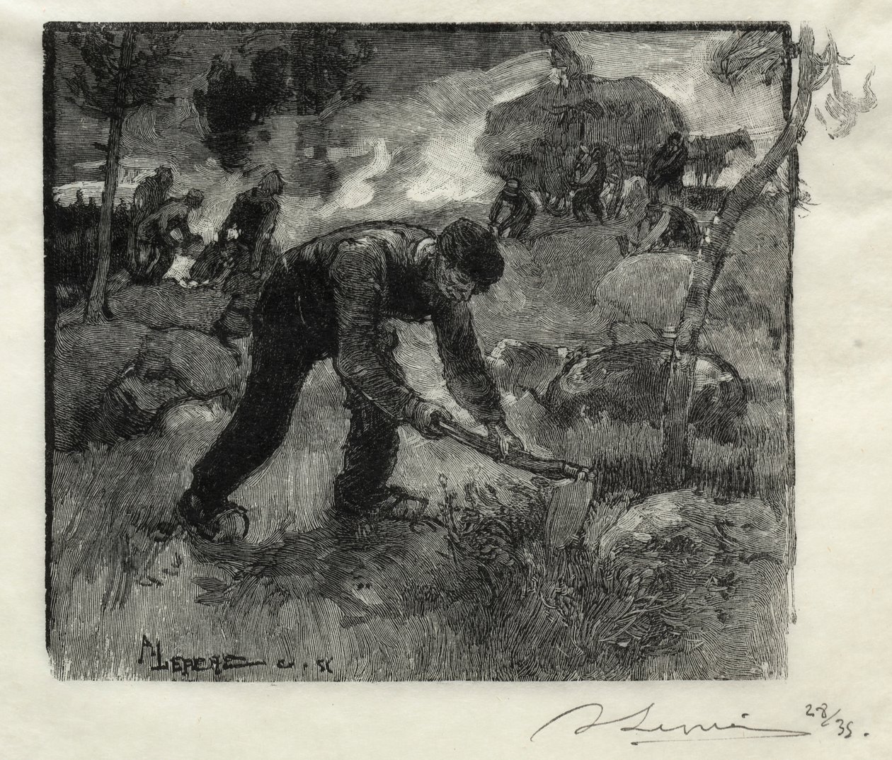 Lynggravere, 1887. af Auguste Louis Lepère