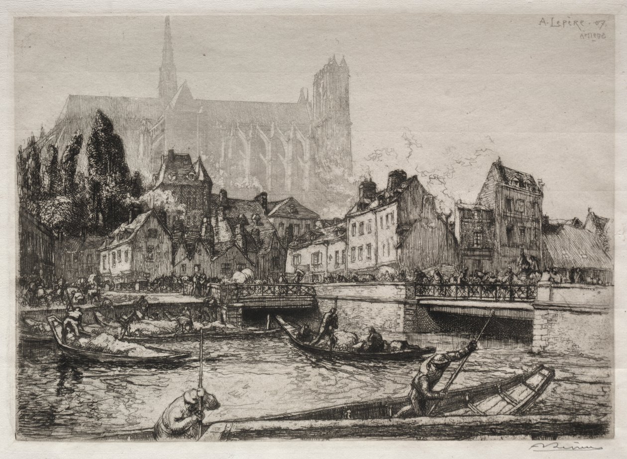 Ankomster af grøntsager-Amiens af Auguste Louis Lepère
