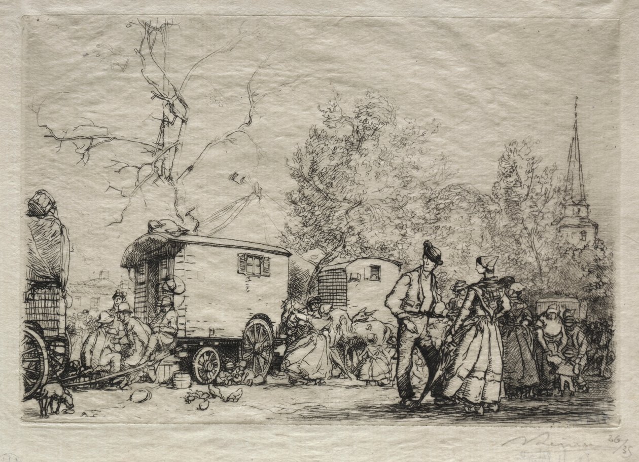 På messen St. Jean de Mont, 1906. af Auguste Louis Lepère