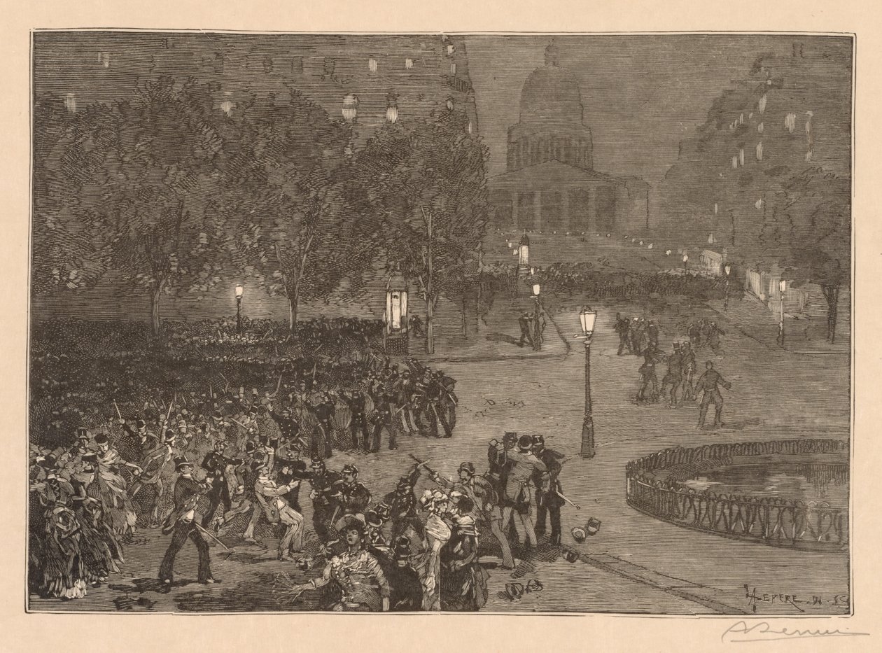 Bois du Monde: Problemerne i Latinerkvarteret, 1882. af Auguste Louis Lepère